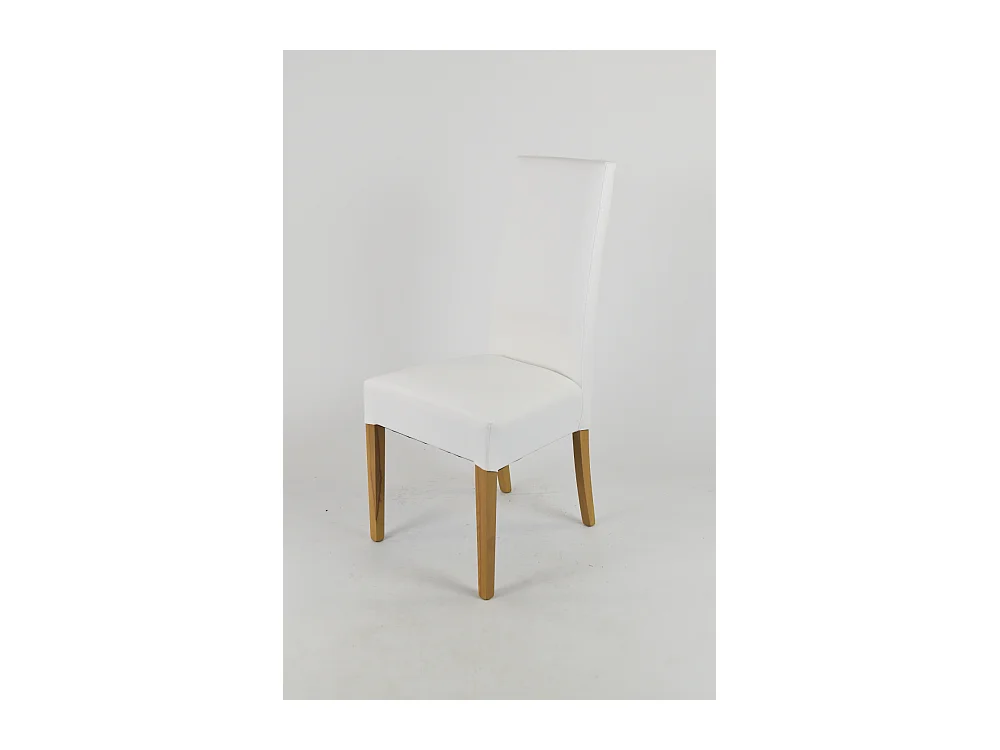 Tommychairs - Set 4 chaises LUISA structure en hêtre couleur chêne, assise et dossier revêtus en cuir artificiel blanc