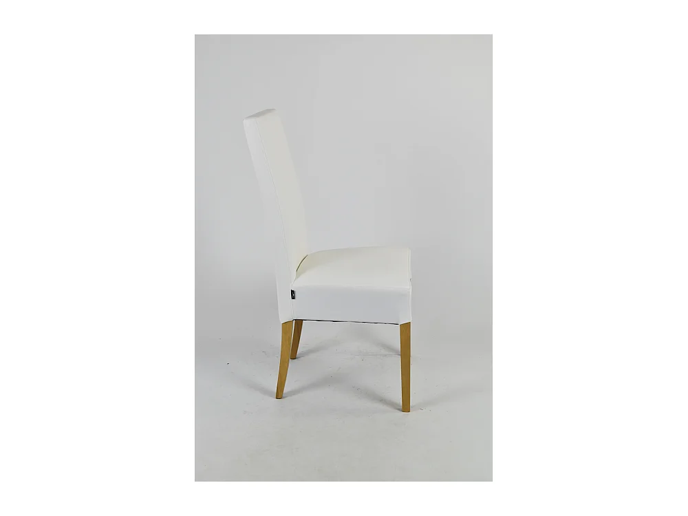 Tommychairs - Set 4 chaises LUISA structure en hêtre couleur chêne, assise et dossier revêtus en cuir artificiel blanc