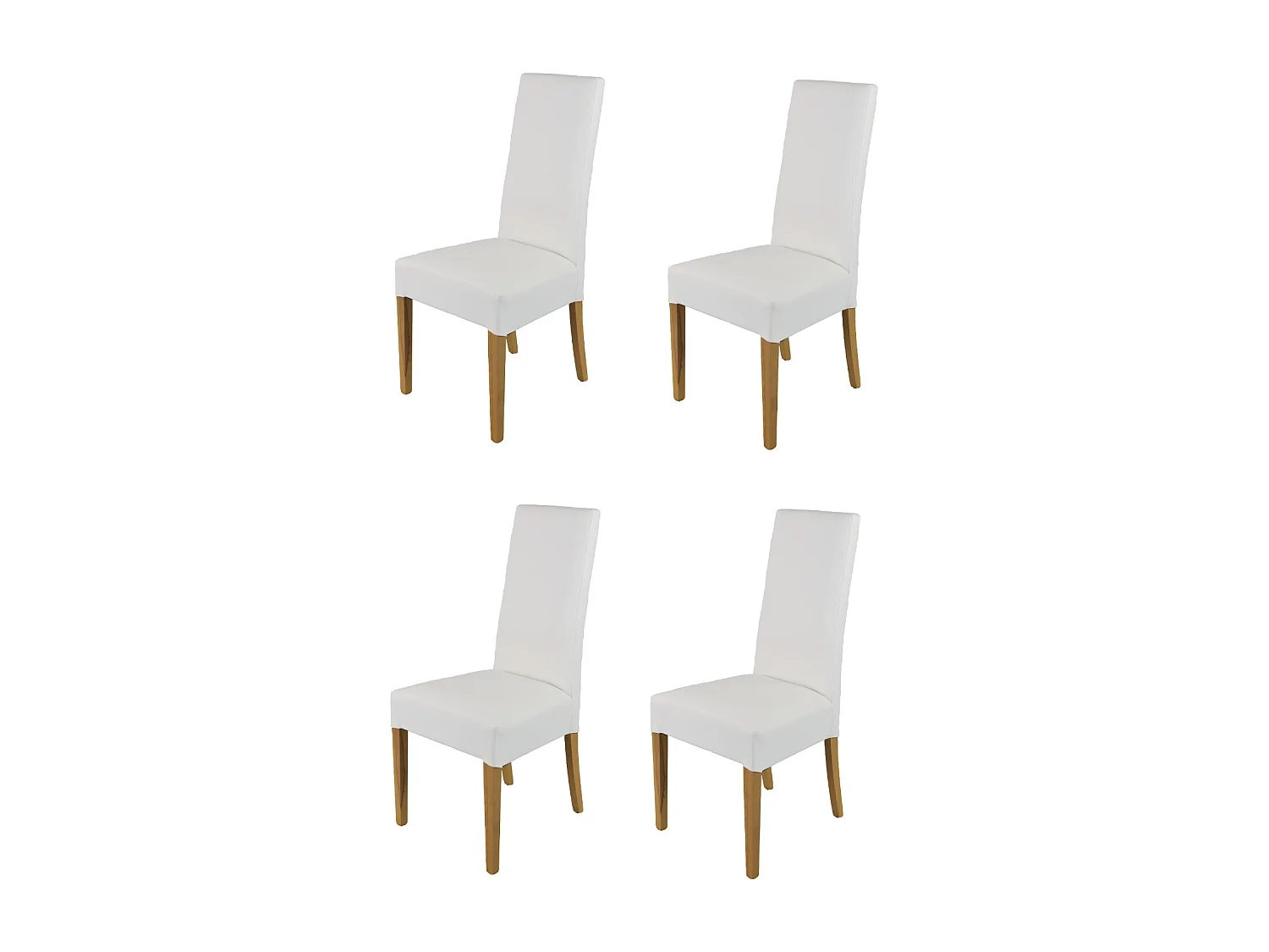 Tommychairs - Set 4 chaises LUISA structure en hêtre couleur chêne, assise et dossier revêtus en cuir artificiel blanc