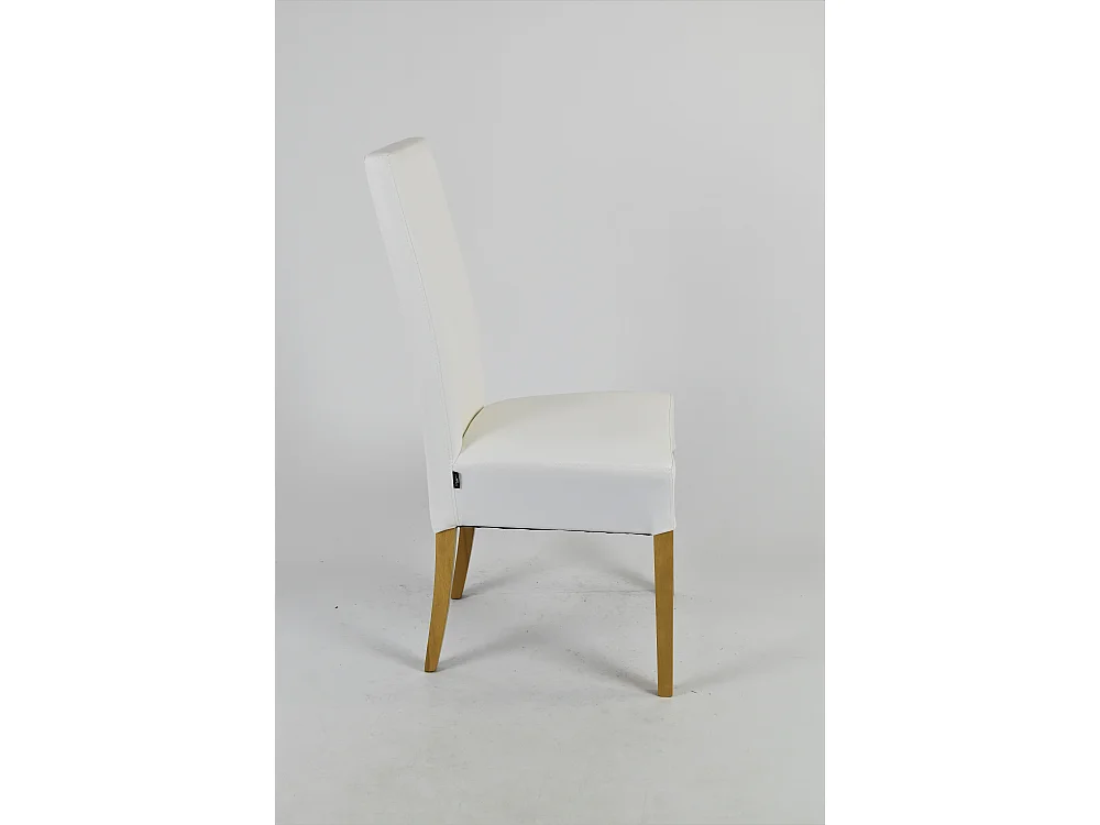 Tommychairs - Set 4 chaises LUISA structure en hêtre couleur chêne, assise et dossier revêtus en cuir artificiel blanc