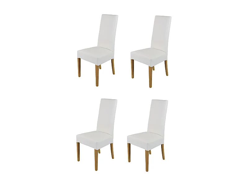 Tommychairs - Set 4 chaises LUISA structure en hêtre couleur chêne, assise et dossier revêtus en cuir artificiel blanc