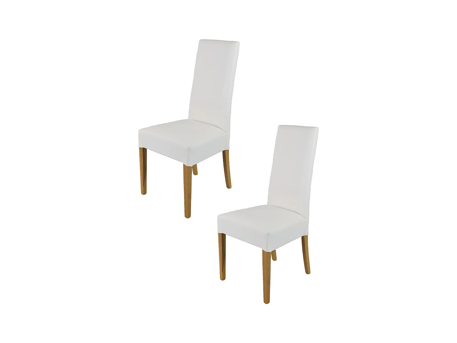 Tommychairs - Set 2 chaises LUISA structure en hêtre couleur chêne, assise et dossier revêtus en cuir artificiel blanc