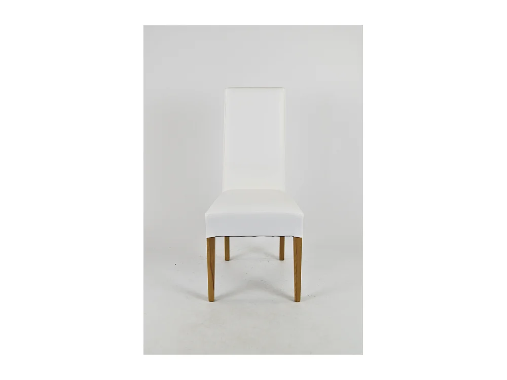 Tommychairs - Set 2 chaises LUISA structure en hêtre couleur chêne, assise et dossier revêtus en cuir artificiel blanc