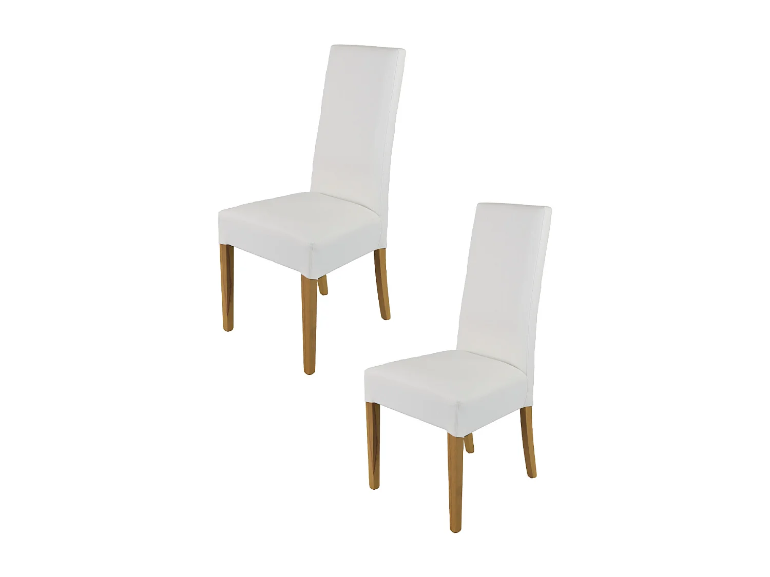 Tommychairs - Set 2 chaises LUISA structure en hêtre couleur chêne, assise et dossier revêtus en cuir artificiel blanc