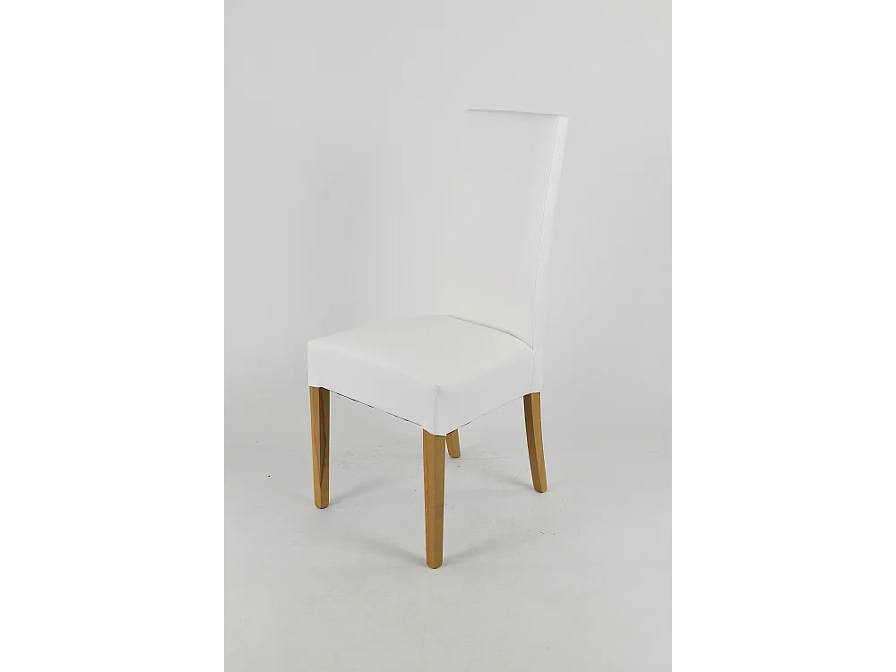 Tommychairs - Set 2 chaises LUISA structure en hêtre couleur chêne, assise et dossier revêtus en cuir artificiel blanc