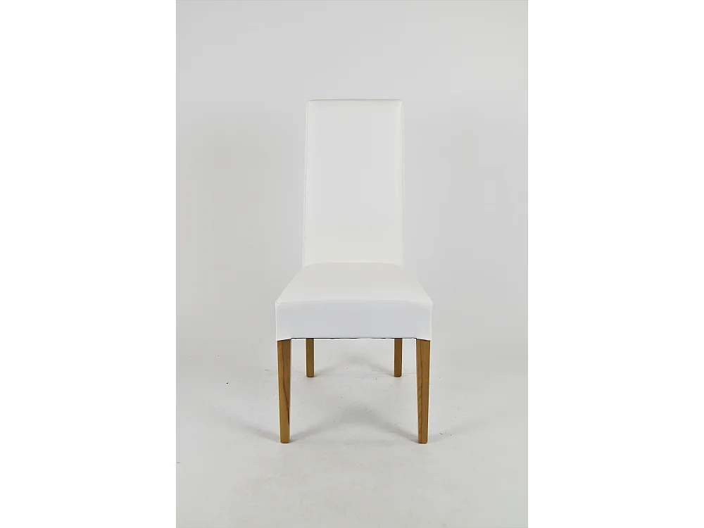 Tommychairs - Set 2 chaises LUISA structure en hêtre couleur chêne, assise et dossier revêtus en cuir artificiel blanc