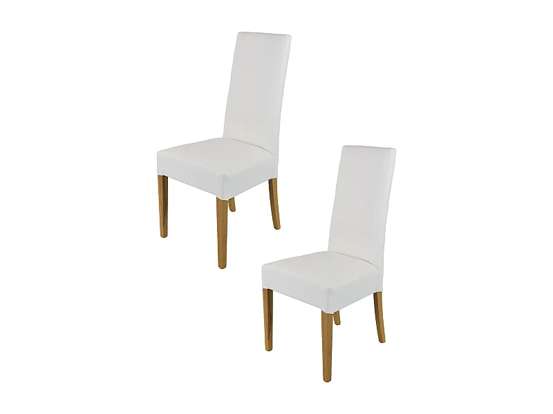 Tommychairs - Set 2 chaises LUISA structure en hêtre couleur chêne, assise et dossier revêtus en cuir artificiel blanc