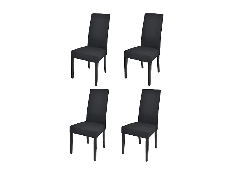 Tommychairs - Set 4 chaises CHIARA structure en hêtre, assise et dossier revêtus en tissu noir