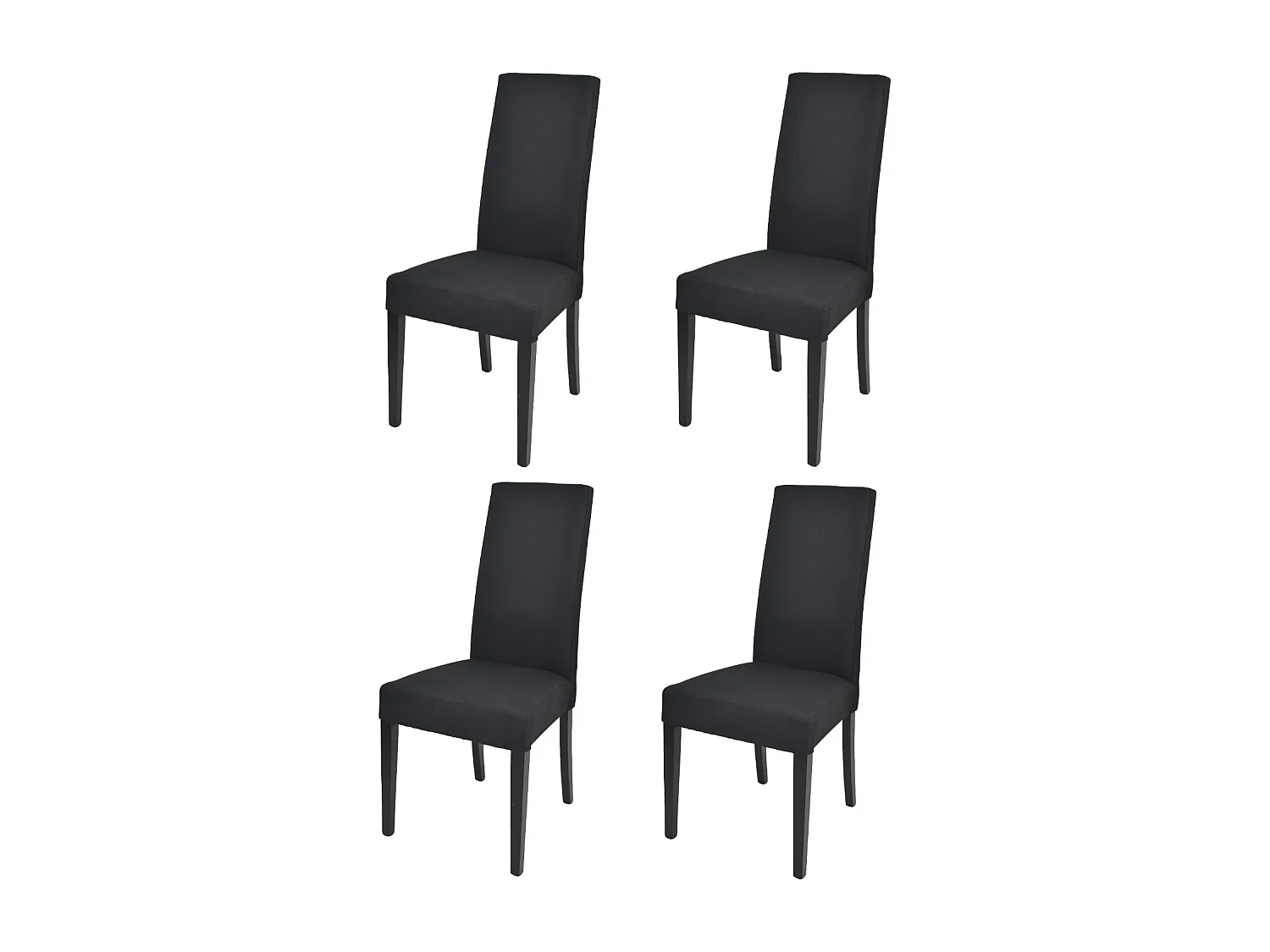Tommychairs - Set 4 chaises CHIARA structure en hêtre, assise et dossier revêtus en tissu noir