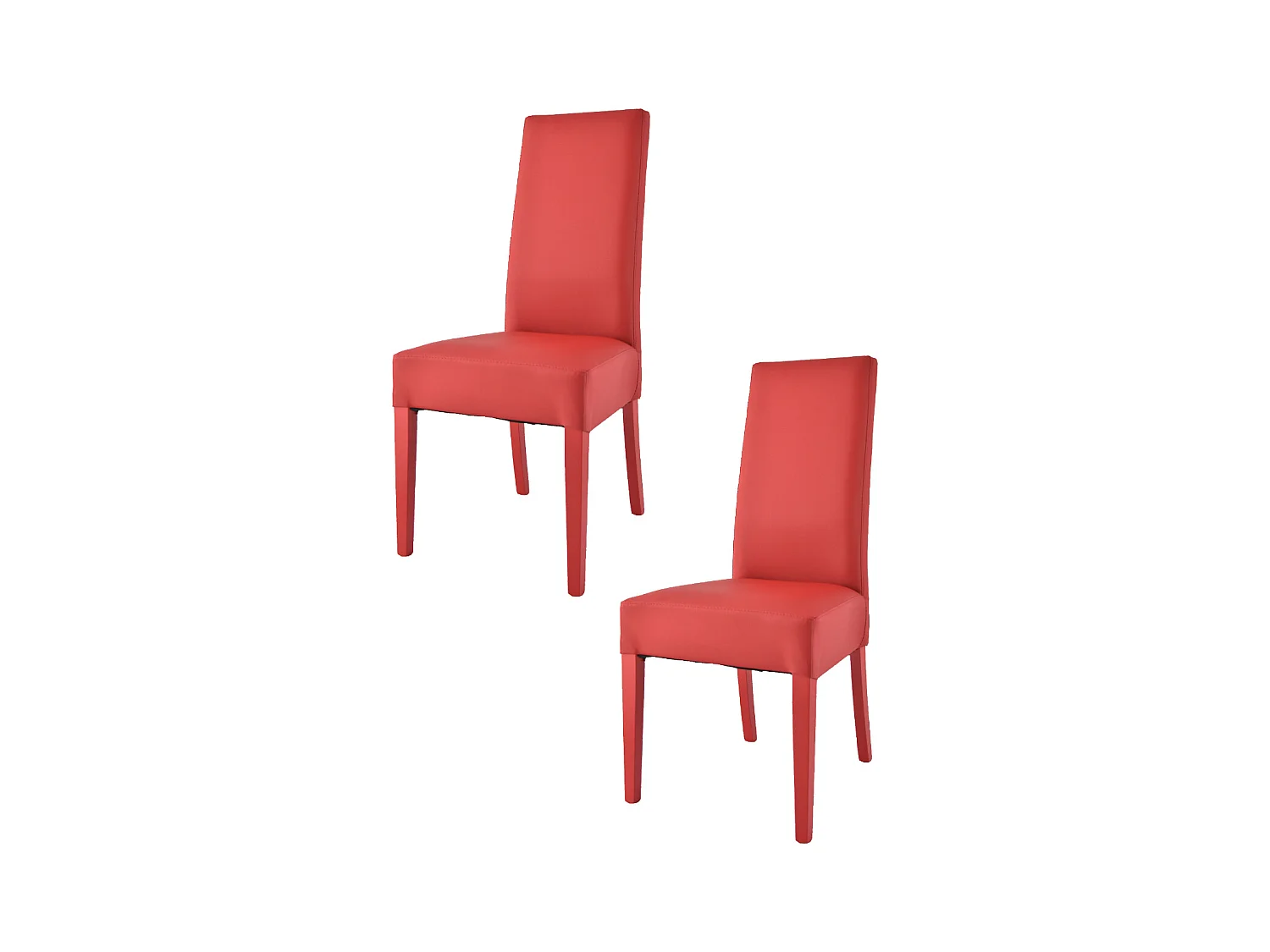 Tommychairs - Set 2 chaises LUISA structure en hêtre, assise et dossier revêtus en cuir artificiel rouge