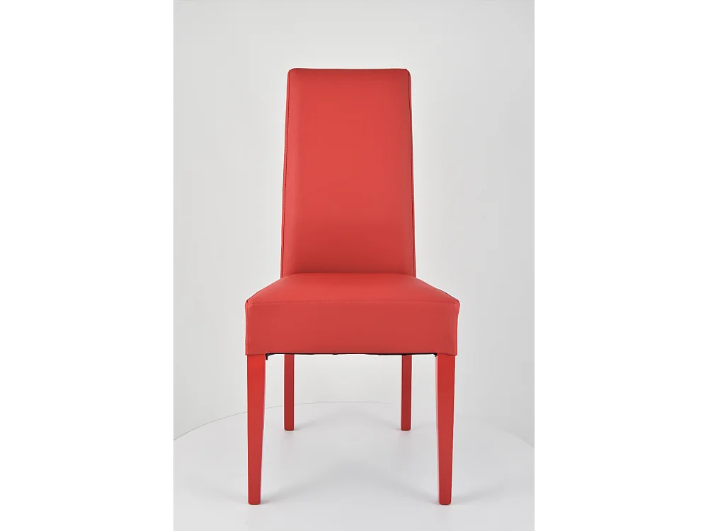 Tommychairs - Set 2 chaises LUISA structure en hêtre, assise et dossier revêtus en cuir artificiel rouge