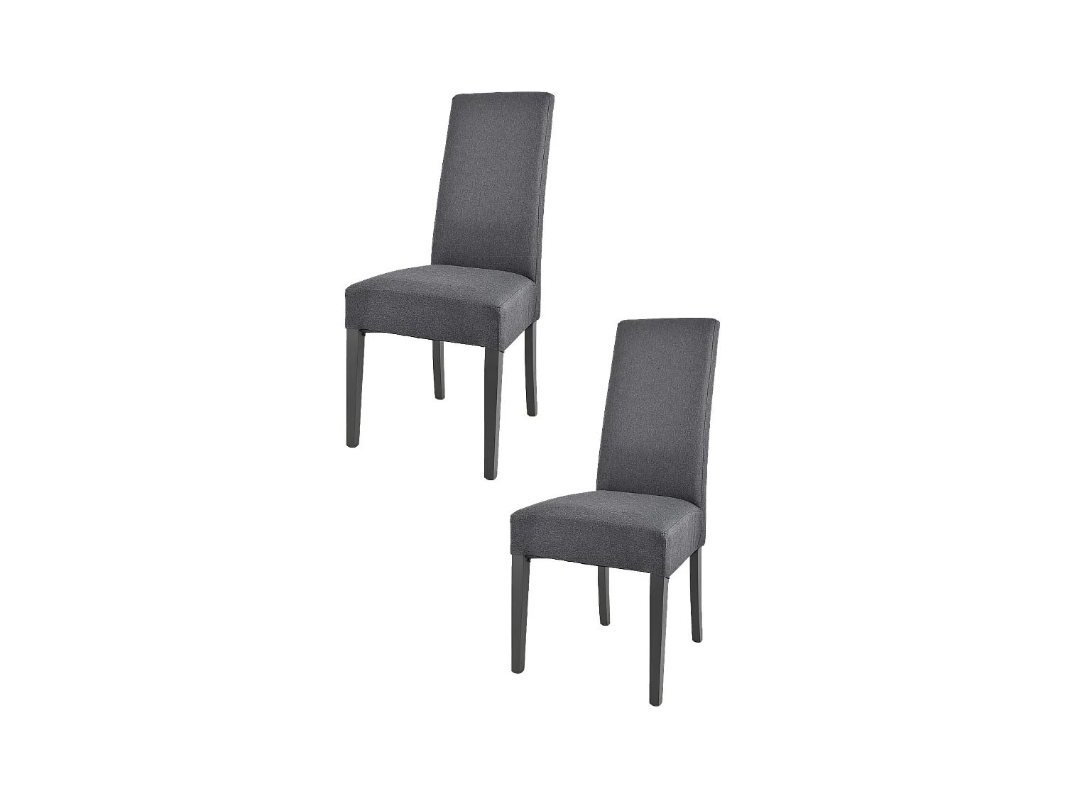 Tommychairs - Set 2 chaises CHIARA structure en hêtre, assise et dossier revêtus en tissu gris foncé