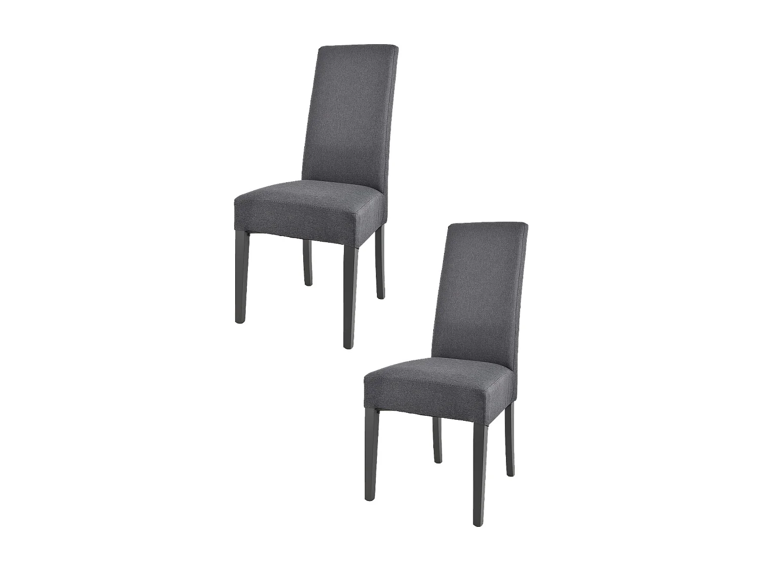 Tommychairs - Set 2 chaises CHIARA structure en hêtre, assise et dossier revêtus en tissu gris foncé