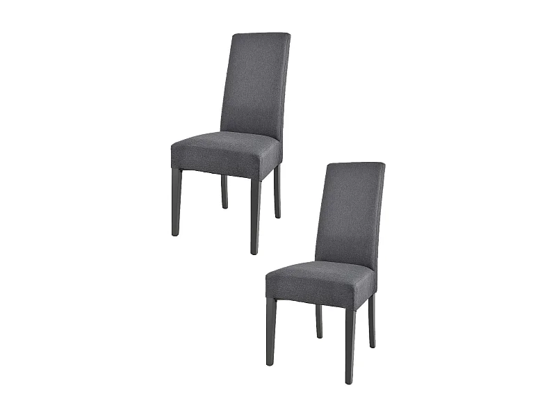 Tommychairs - Set 2 chaises CHIARA structure en hêtre, assise et dossier revêtus en tissu gris foncé