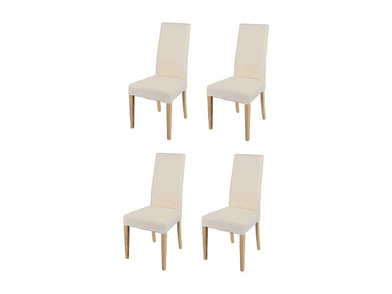 Tommychairs - Set 4 chaises CHIARA structure en hêtre coleur naturel, assise et dossier revêtus en tissu ivoire