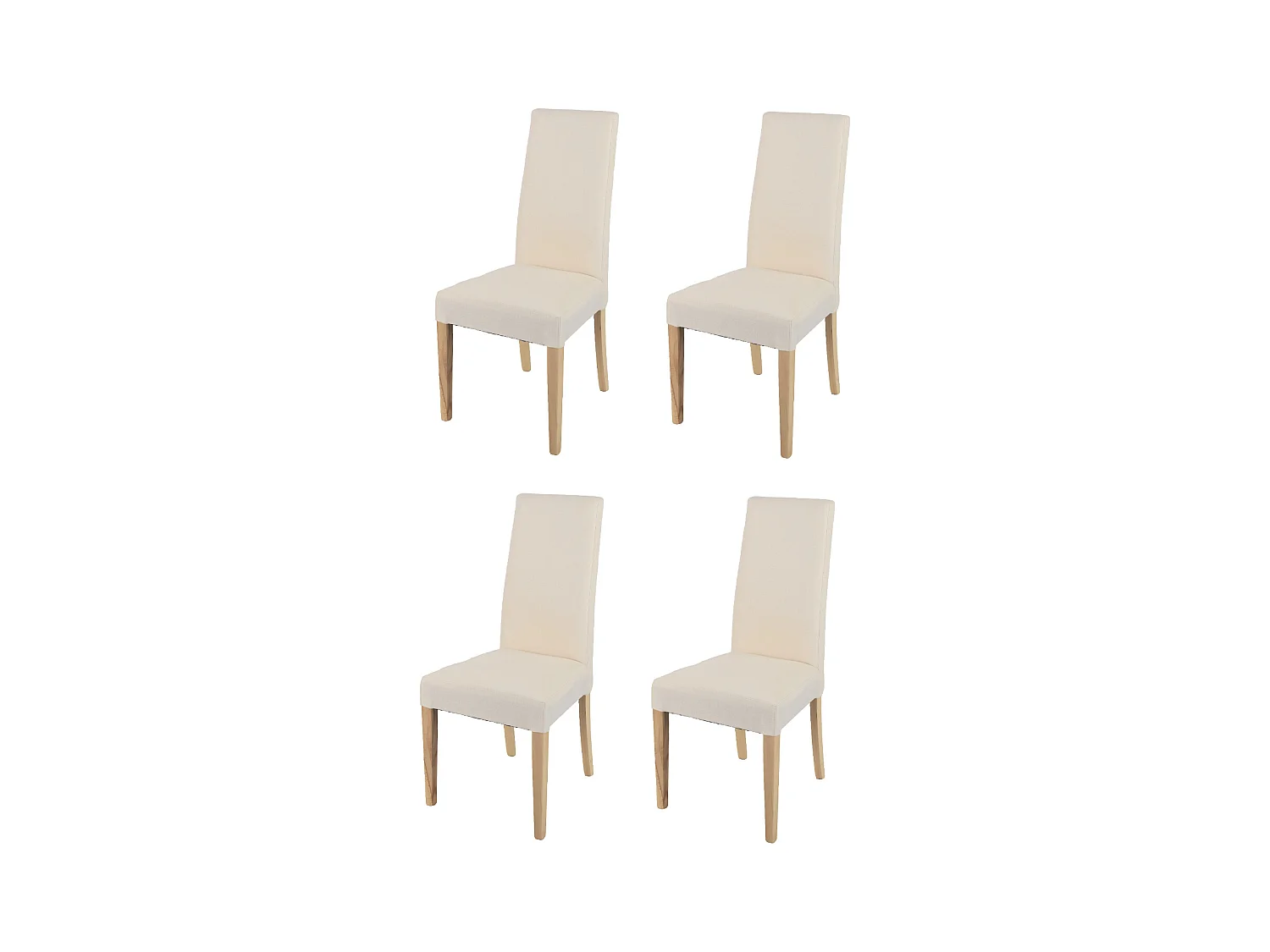 Tommychairs - Set 4 chaises CHIARA structure en hêtre coleur naturel, assise et dossier revêtus en tissu ivoire