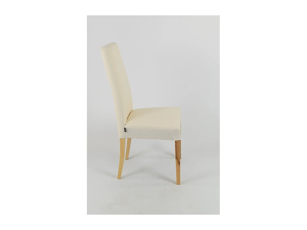 Tommychairs - Set 4 chaises CHIARA structure en hêtre coleur naturel, assise et dossier revêtus en tissu ivoire