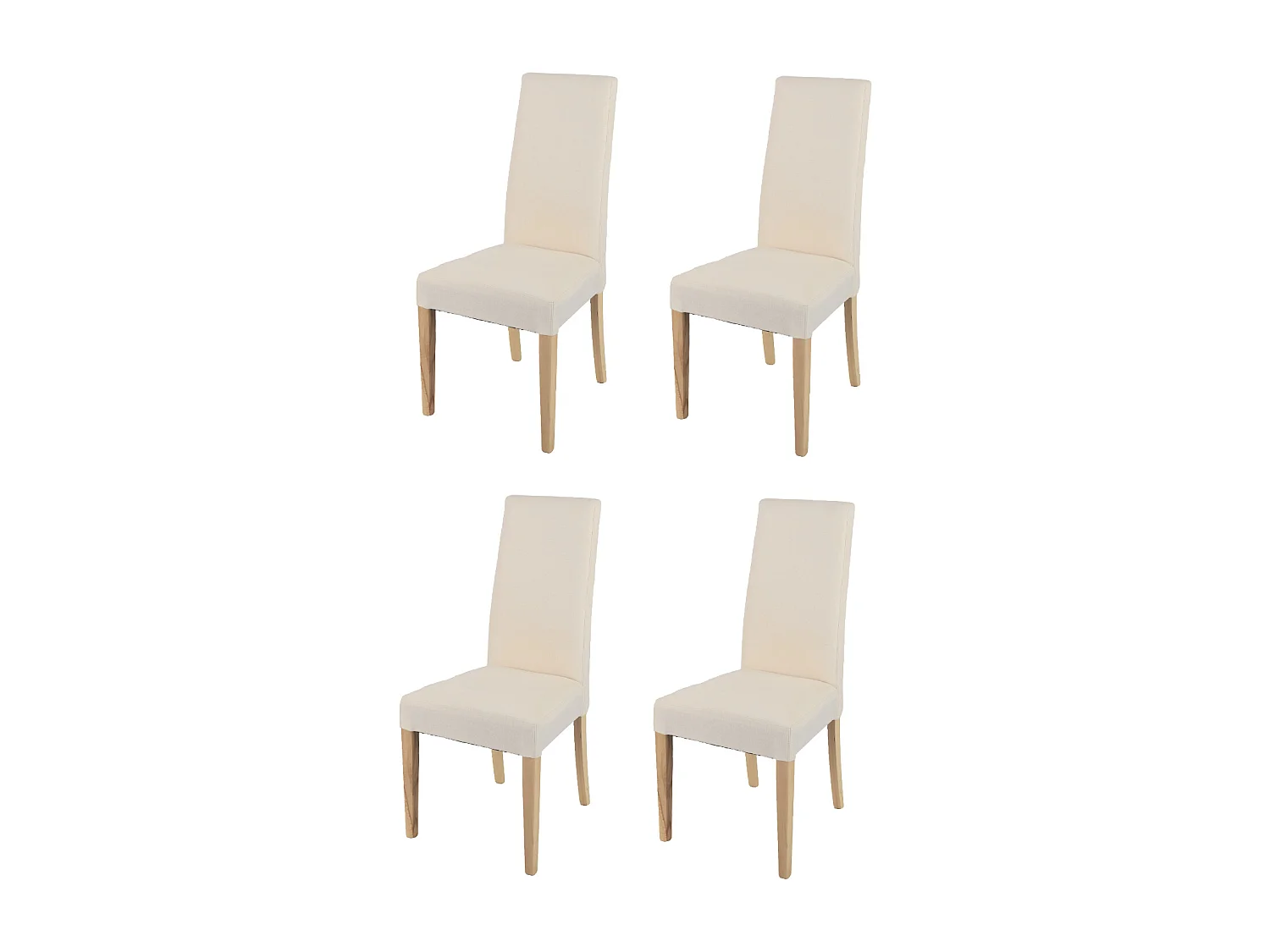 Tommychairs - Set 4 chaises CHIARA structure en hêtre coleur naturel, assise et dossier revêtus en tissu ivoire