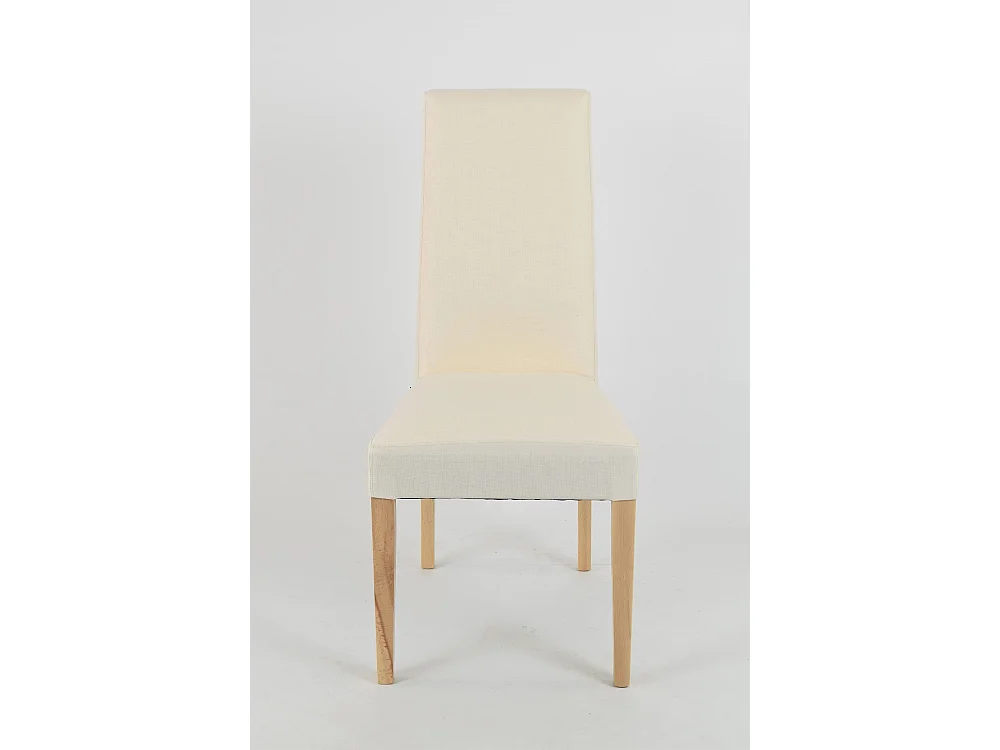 Tommychairs - Set 4 chaises CHIARA structure en hêtre coleur naturel, assise et dossier revêtus en tissu ivoire