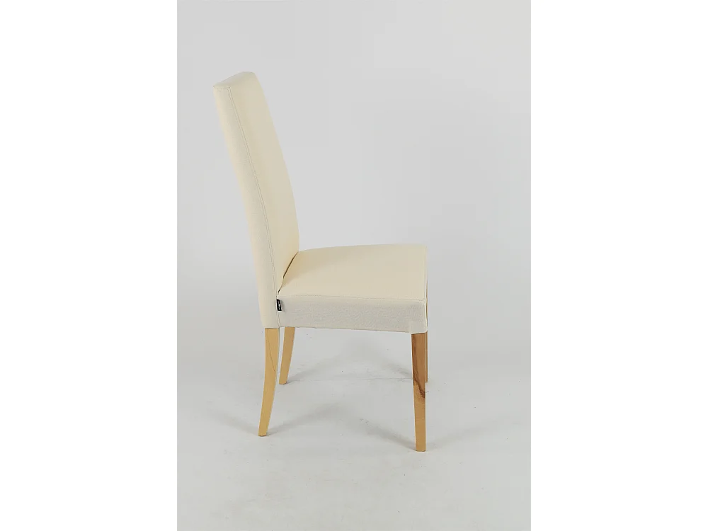 Tommychairs - Set 4 chaises CHIARA structure en hêtre coleur naturel, assise et dossier revêtus en tissu ivoire