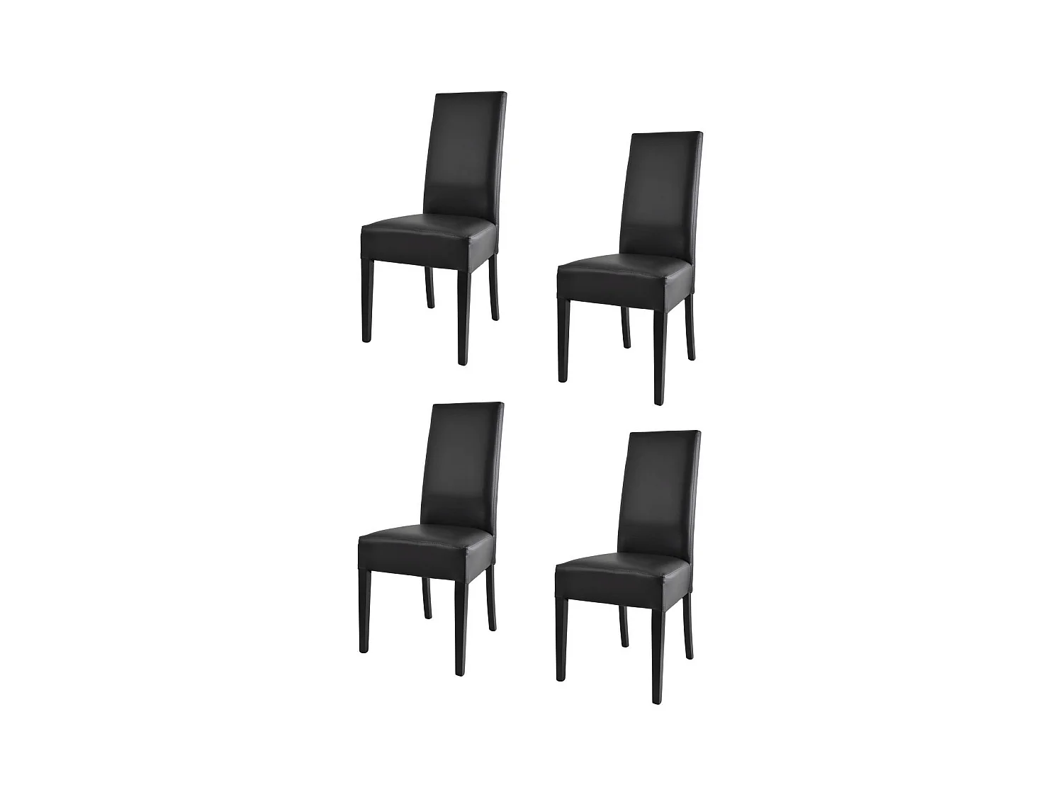 Tommychairs - Set 4 chaises LUISA structure en hêtre, assise et dossier revêtus en cuir artificiel noir