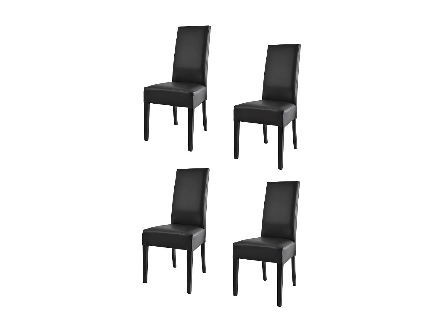 Tommychairs - Set 4 chaises LUISA structure en hêtre, assise et dossier revêtus en cuir artificiel noir
