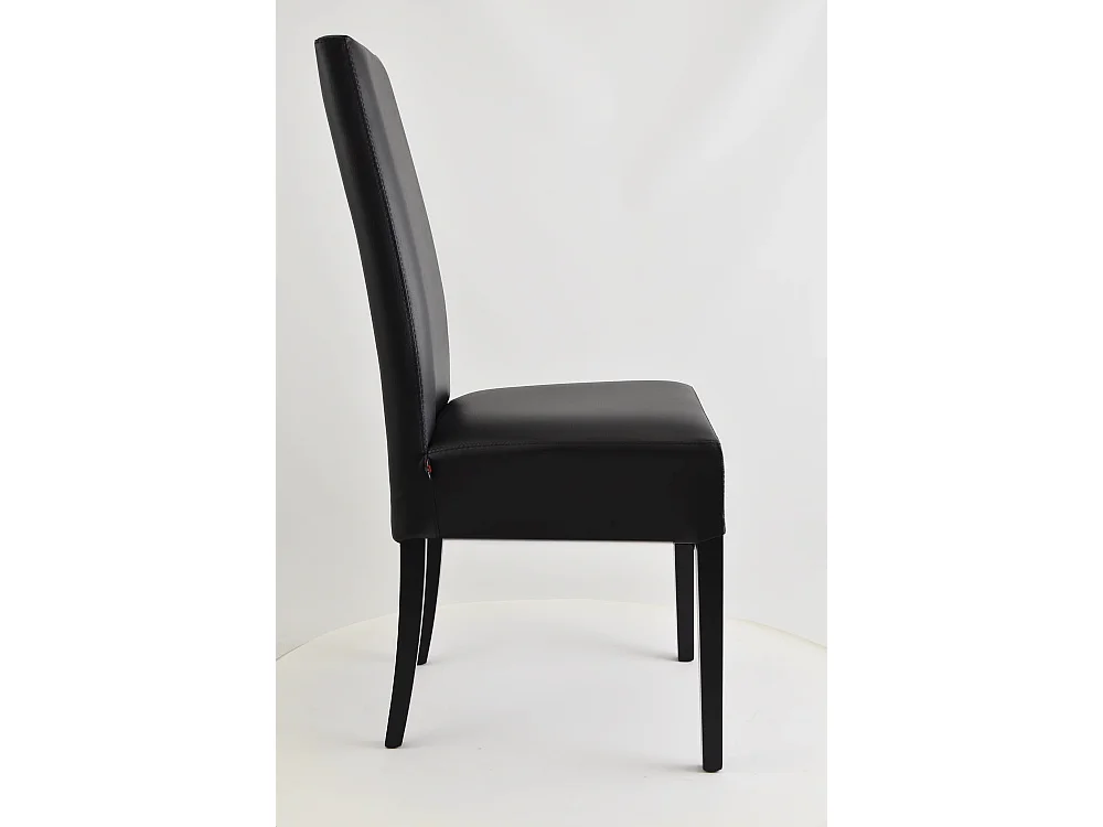 Tommychairs - Set 4 chaises LUISA structure en hêtre, assise et dossier revêtus en cuir artificiel noir