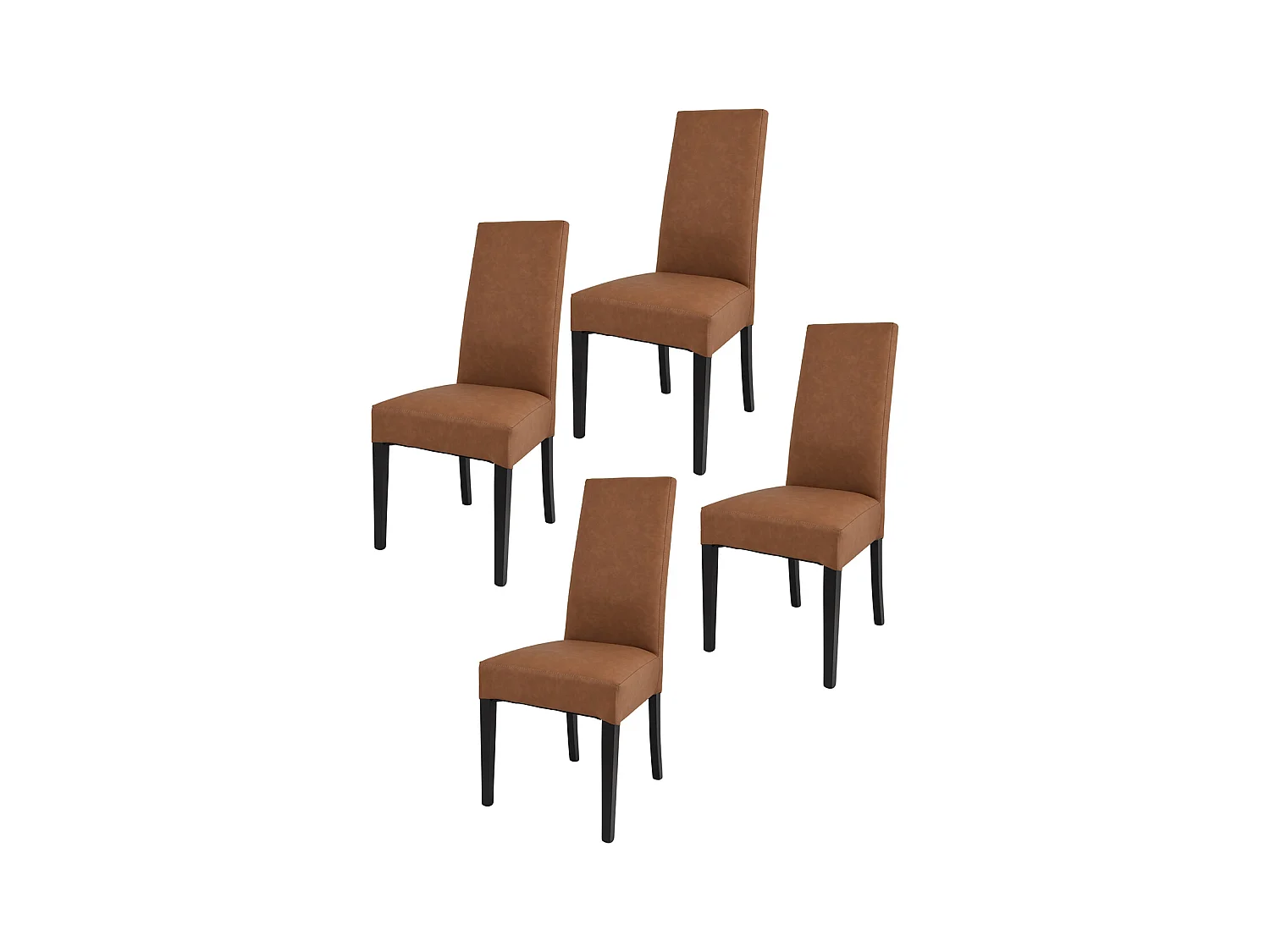 Tommychairs - Set 4 chaises LUISA structure en hêtre couleur wengé, assise et dossier revêtus en cuir artificiel couleur cuir