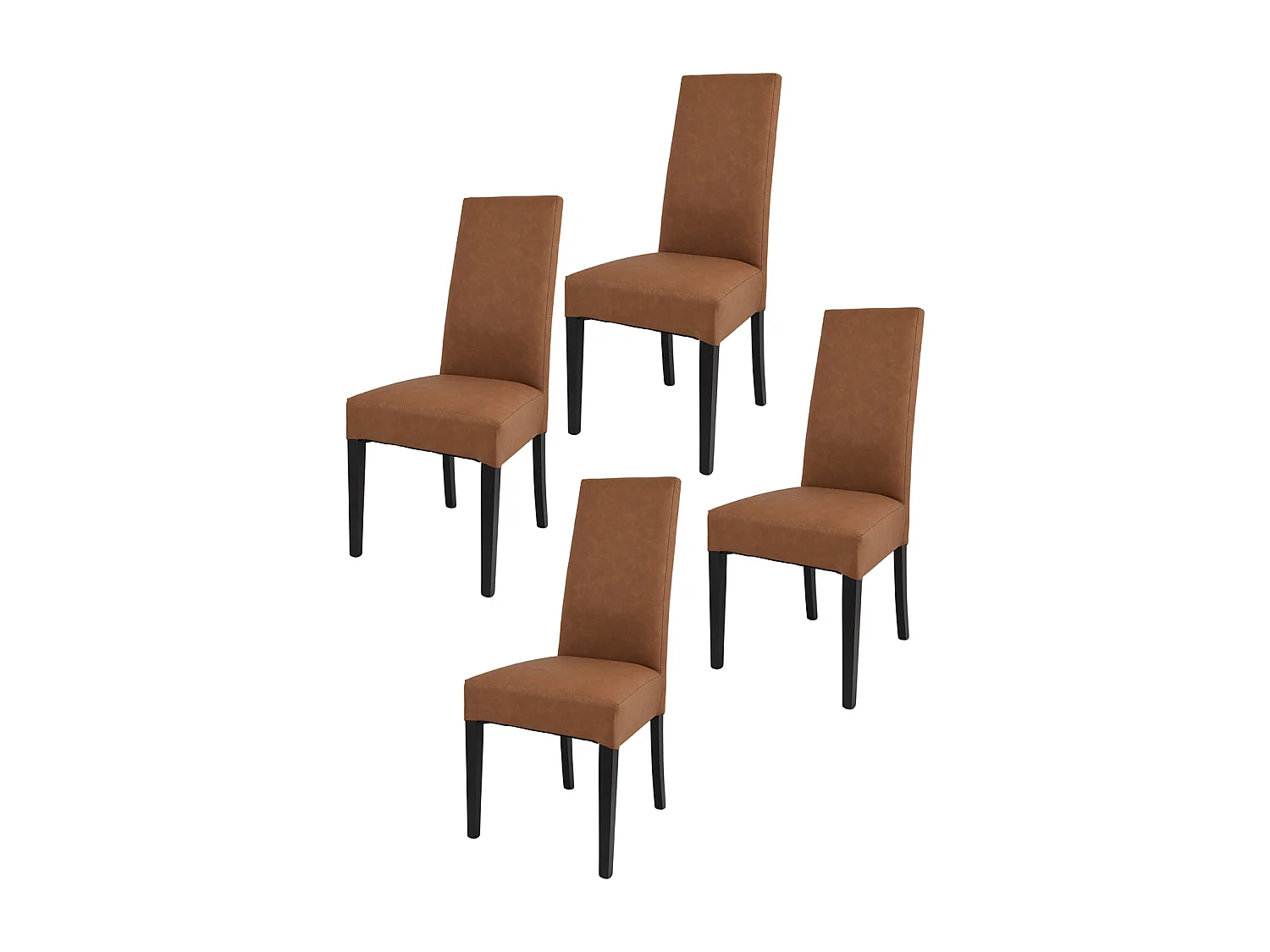 Tommychairs - Set 4 chaises LUISA structure en hêtre couleur wengé, assise et dossier revêtus en cuir artificiel couleur cuir