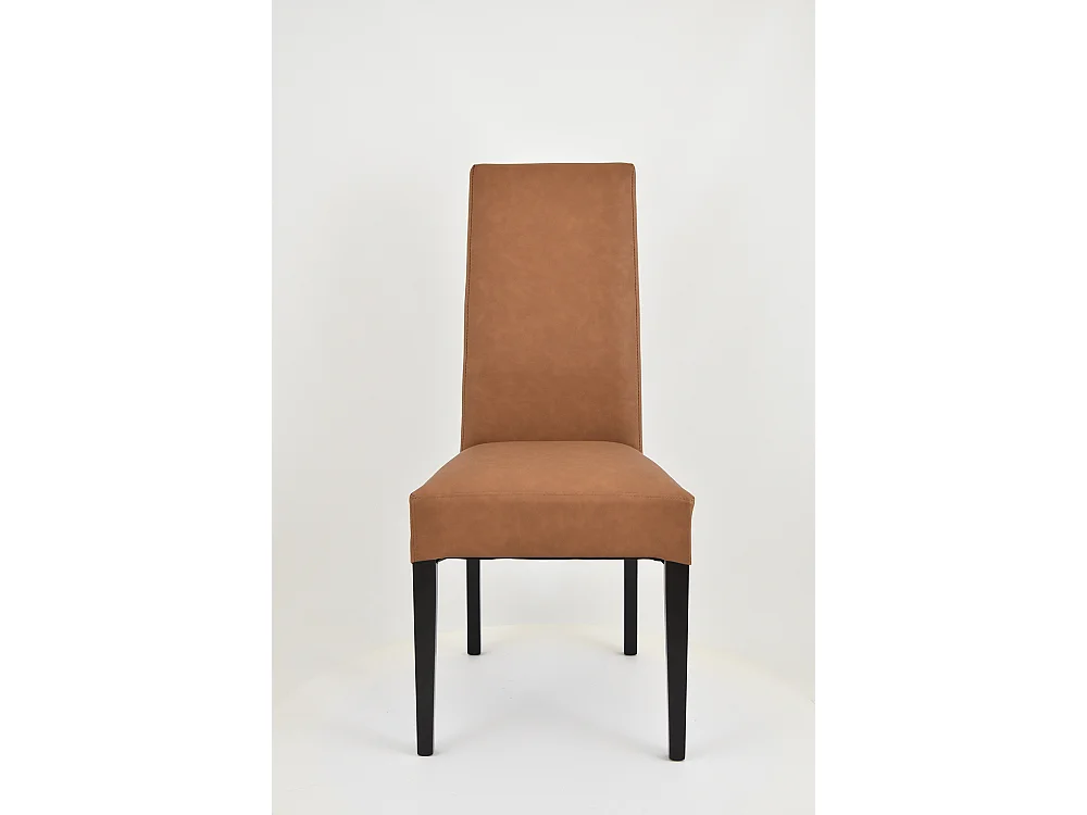 Tommychairs - Set 4 chaises LUISA structure en hêtre couleur wengé, assise et dossier revêtus en cuir artificiel couleur cuir