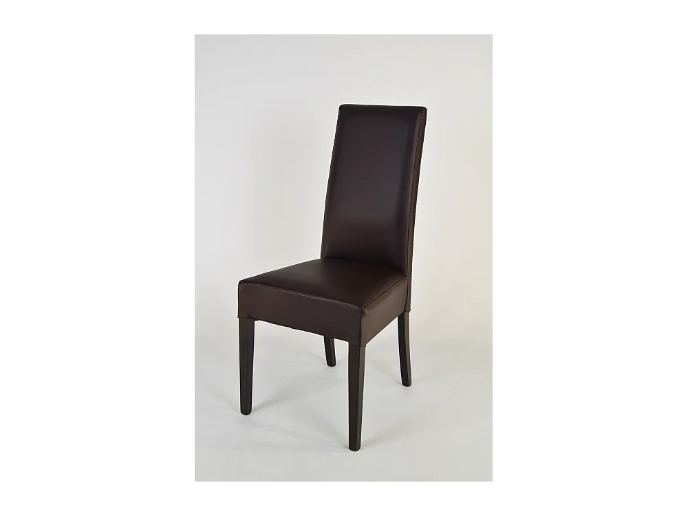Tommychairs - Set 2 chaises LUISA structure en hêtre couleur wengé, assise et dossier revêtus en cuir artificiel moka