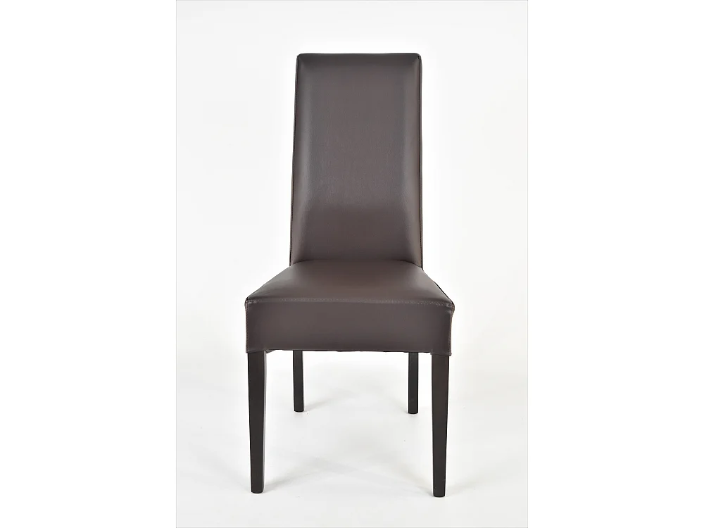 Tommychairs - Set 2 chaises LUISA structure en hêtre couleur wengé, assise et dossier revêtus en cuir artificiel moka