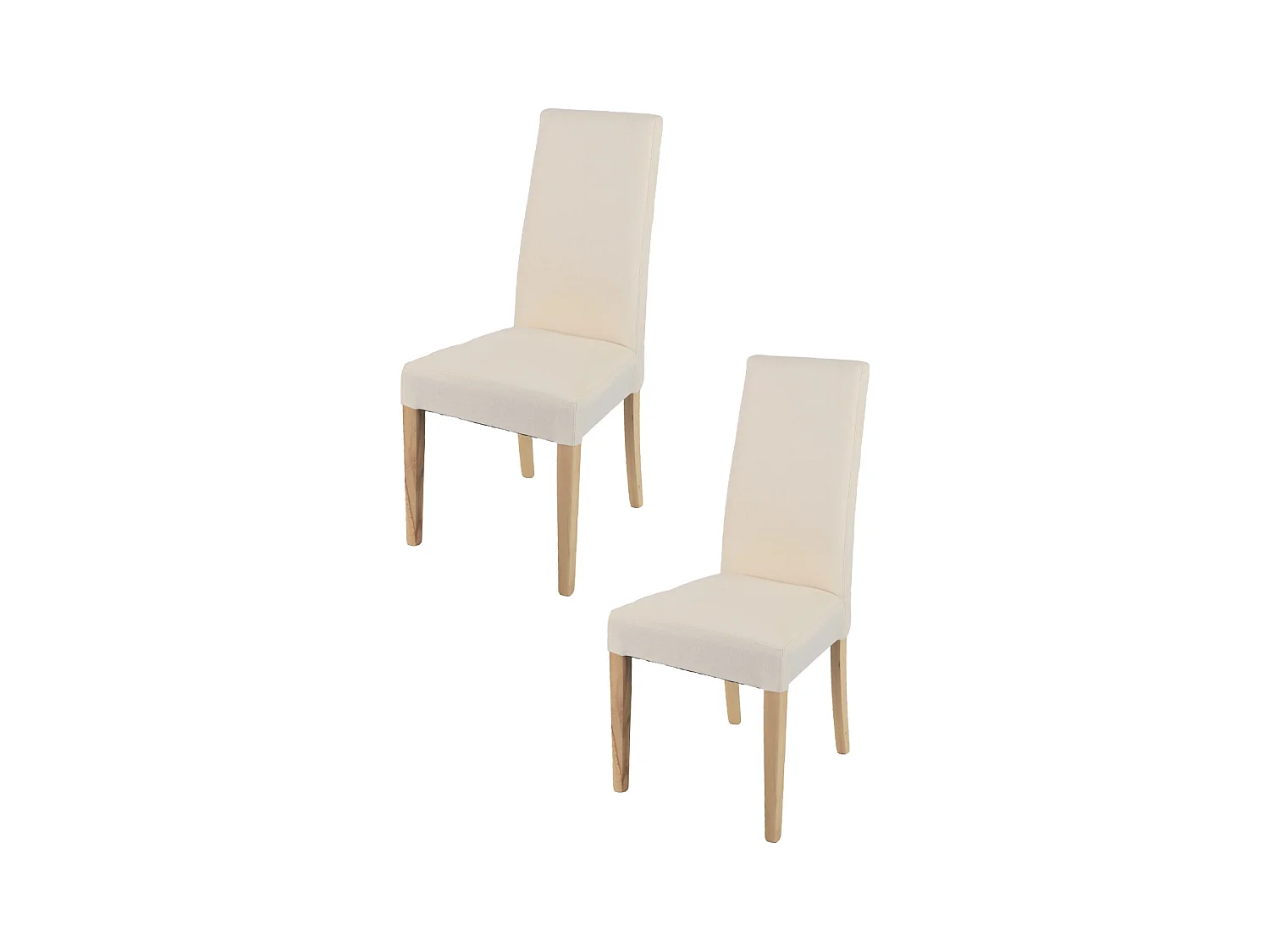 Tommychairs - Set 2 chaises CHIARA structure en hêtre coleur naturel, assise et dossier revêtus en tissu ivoire