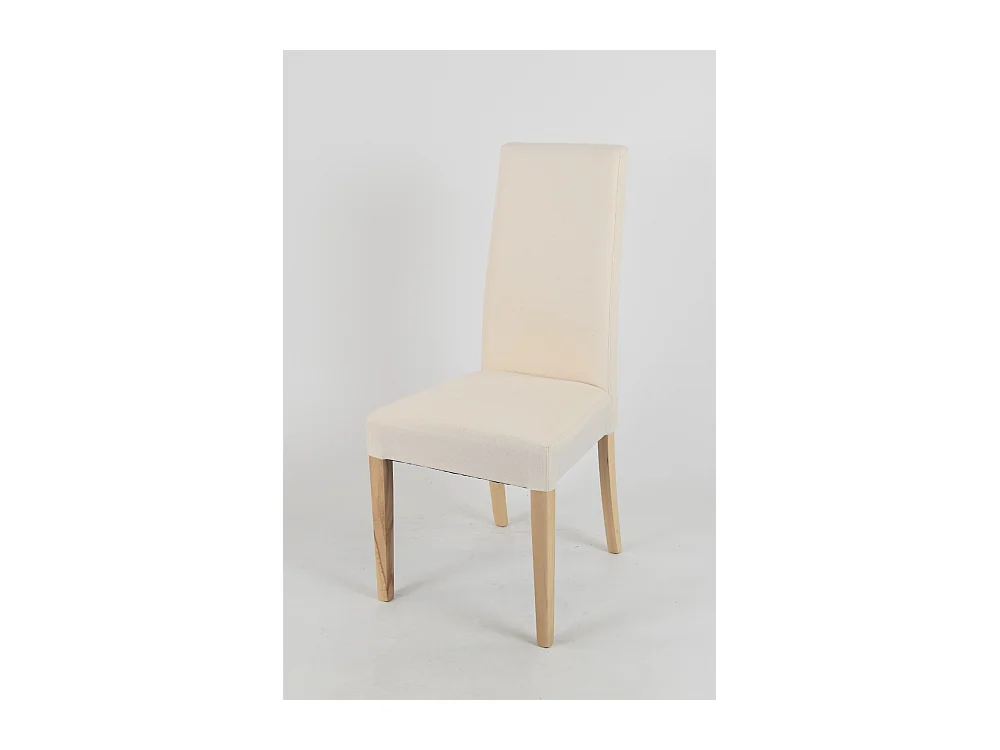 Tommychairs - Set 2 chaises CHIARA structure en hêtre coleur naturel, assise et dossier revêtus en tissu ivoire