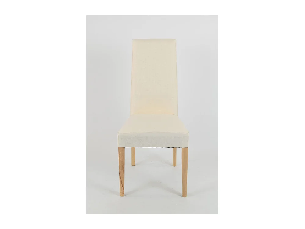 Tommychairs - Set 2 chaises CHIARA structure en hêtre coleur naturel, assise et dossier revêtus en tissu ivoire