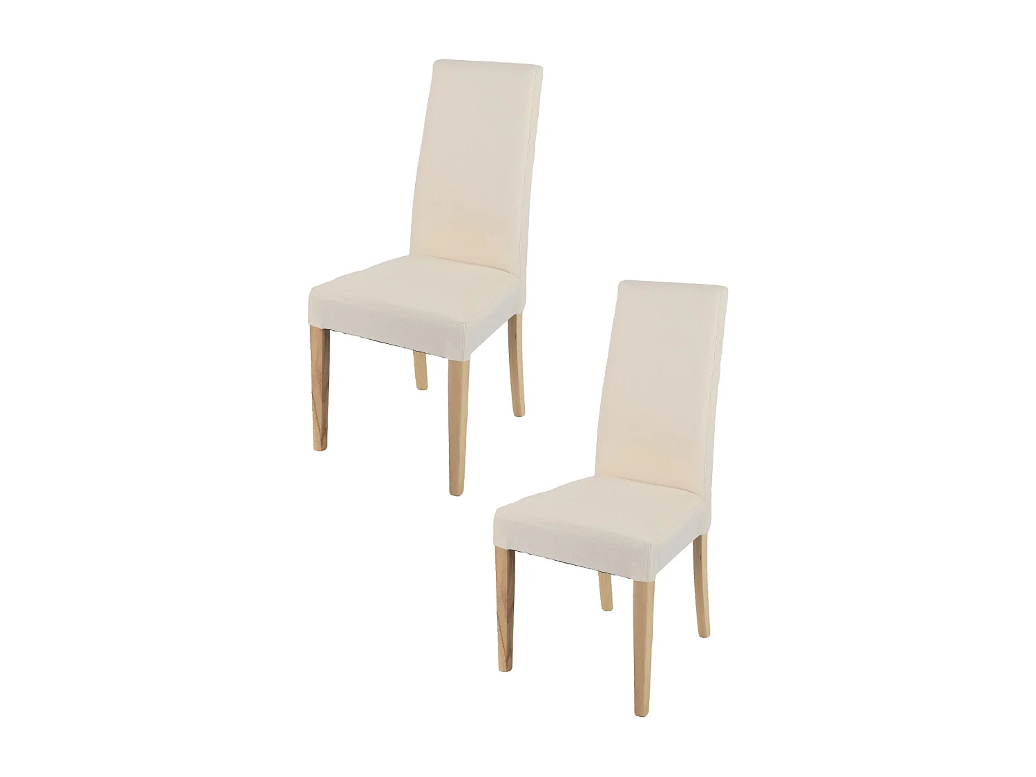 Tommychairs - Set 2 chaises CHIARA structure en hêtre coleur naturel, assise et dossier revêtus en tissu ivoire