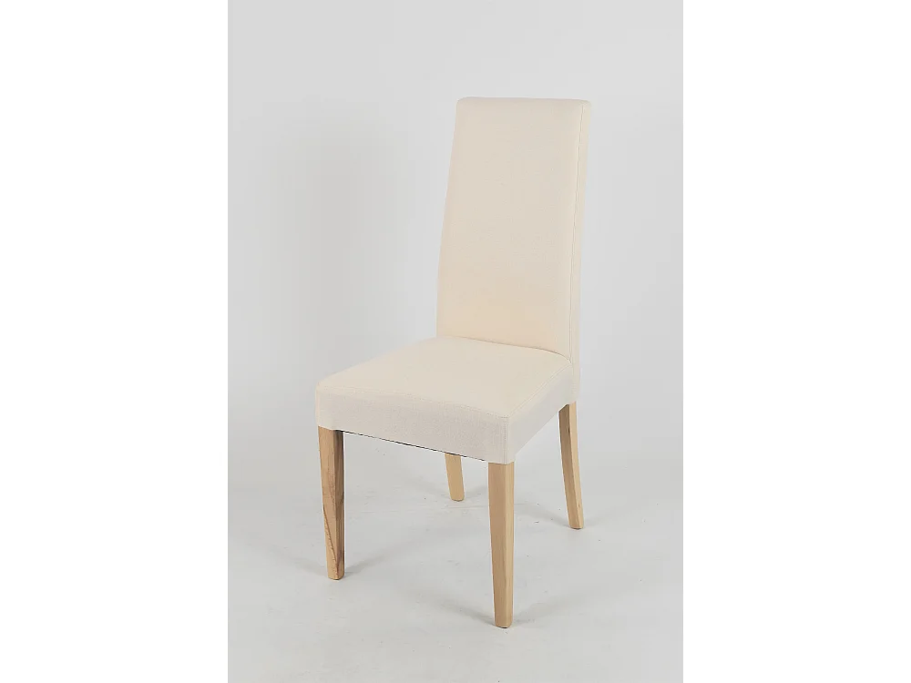 Tommychairs - Set 2 chaises CHIARA structure en hêtre coleur naturel, assise et dossier revêtus en tissu ivoire