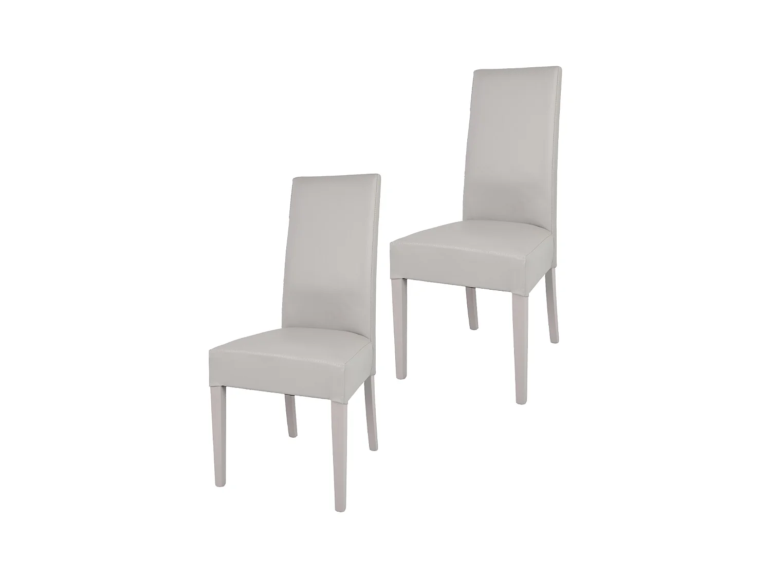 Tommychairs - Set 2 chaises LUISA structure en hêtre, assise et dossier revêtus en cuir artificiel gris clair