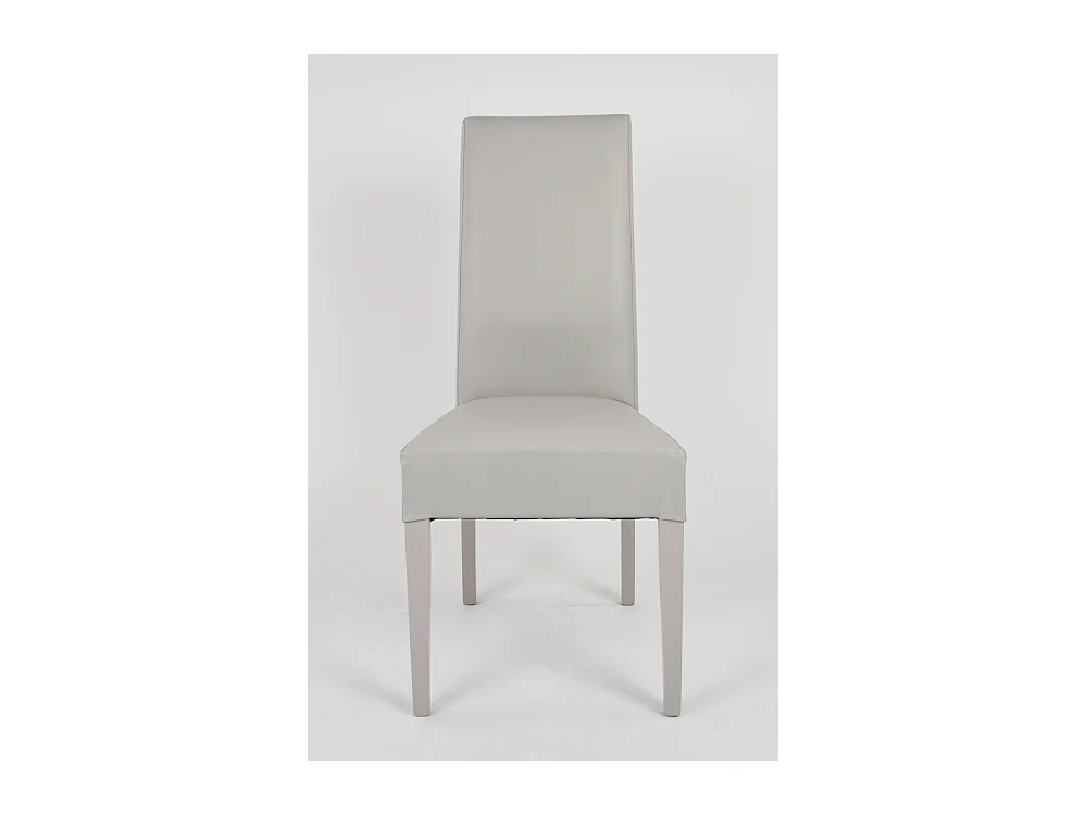 Tommychairs - Set 2 chaises LUISA structure en hêtre, assise et dossier revêtus en cuir artificiel gris clair