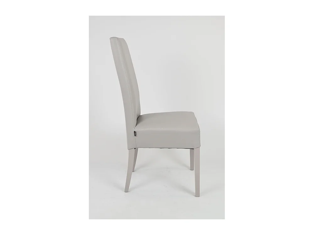 Tommychairs - Set 2 chaises LUISA structure en hêtre, assise et dossier revêtus en cuir artificiel gris clair