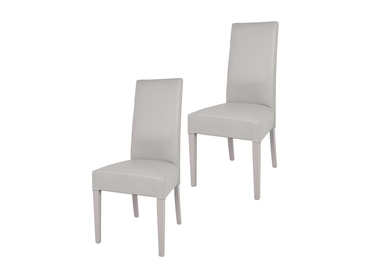 Tommychairs - Set 2 chaises LUISA structure en hêtre, assise et dossier revêtus en cuir artificiel gris clair
