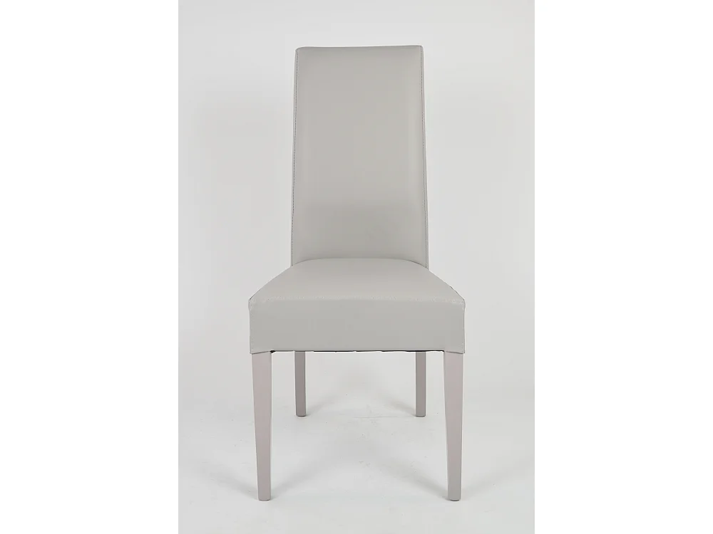 Tommychairs - Set 2 chaises LUISA structure en hêtre, assise et dossier revêtus en cuir artificiel gris clair