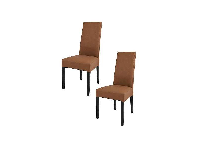 Tommychairs - Set 2 chaises LUISA structure en hêtre couleur wengé, assise et dossier revêtus en cuir artificiel couleur cuir