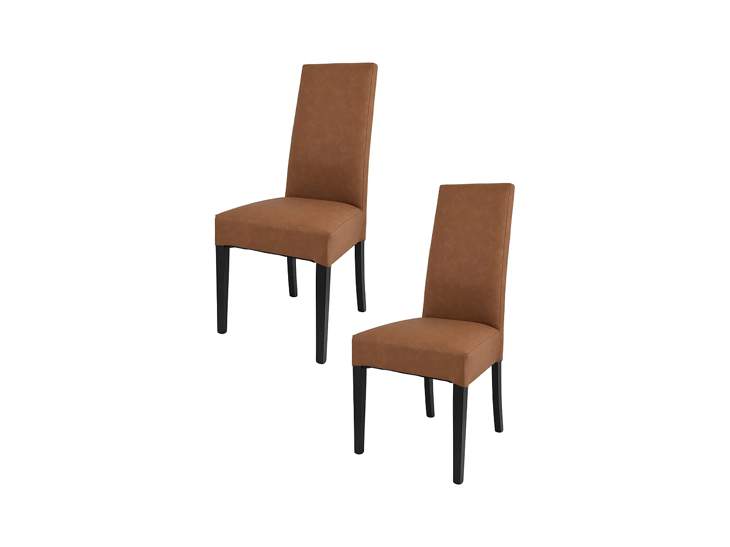 Tommychairs - Set 2 chaises LUISA structure en hêtre couleur wengé, assise et dossier revêtus en cuir artificiel couleur cuir