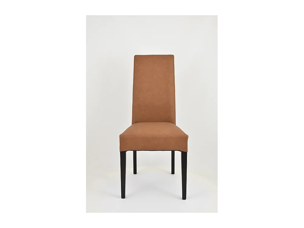 Tommychairs - Set 2 chaises LUISA structure en hêtre couleur wengé, assise et dossier revêtus en cuir artificiel couleur cuir