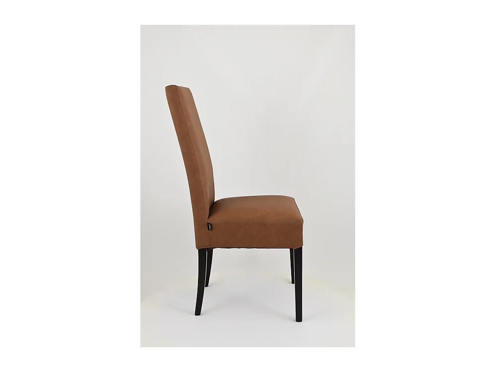 Tommychairs - Set 2 chaises LUISA structure en hêtre couleur wengé, assise et dossier revêtus en cuir artificiel couleur cuir