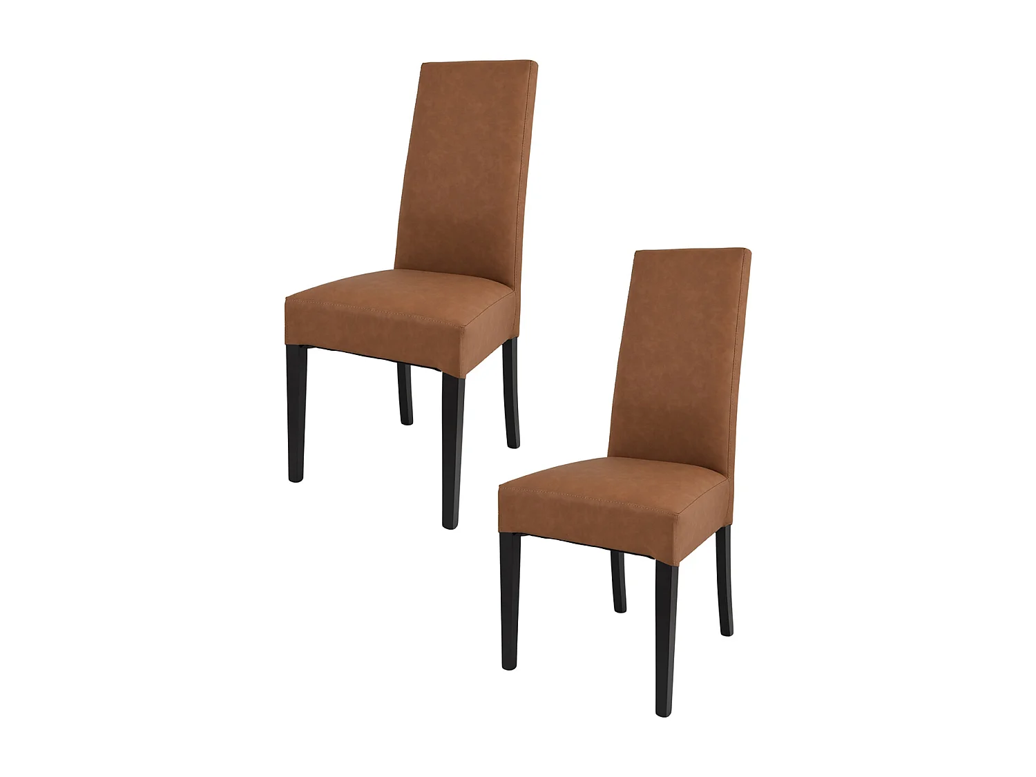 Tommychairs - Set 2 chaises LUISA structure en hêtre couleur wengé, assise et dossier revêtus en cuir artificiel couleur cuir