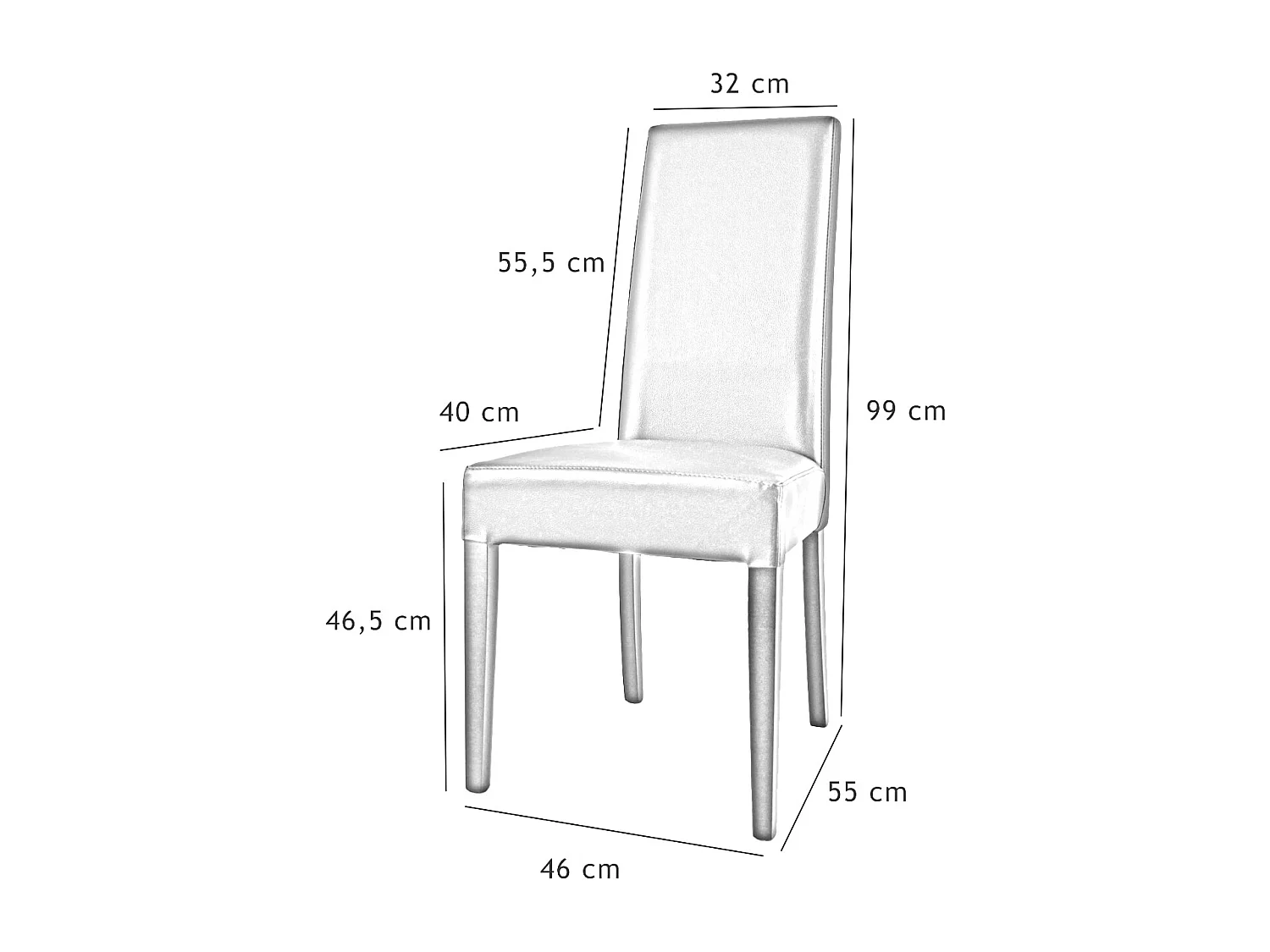 Tommychairs - Set 2 chaises LUISA structure en hêtre couleur wengé, assise et dossier revêtus en cuir artificiel couleur cuir
