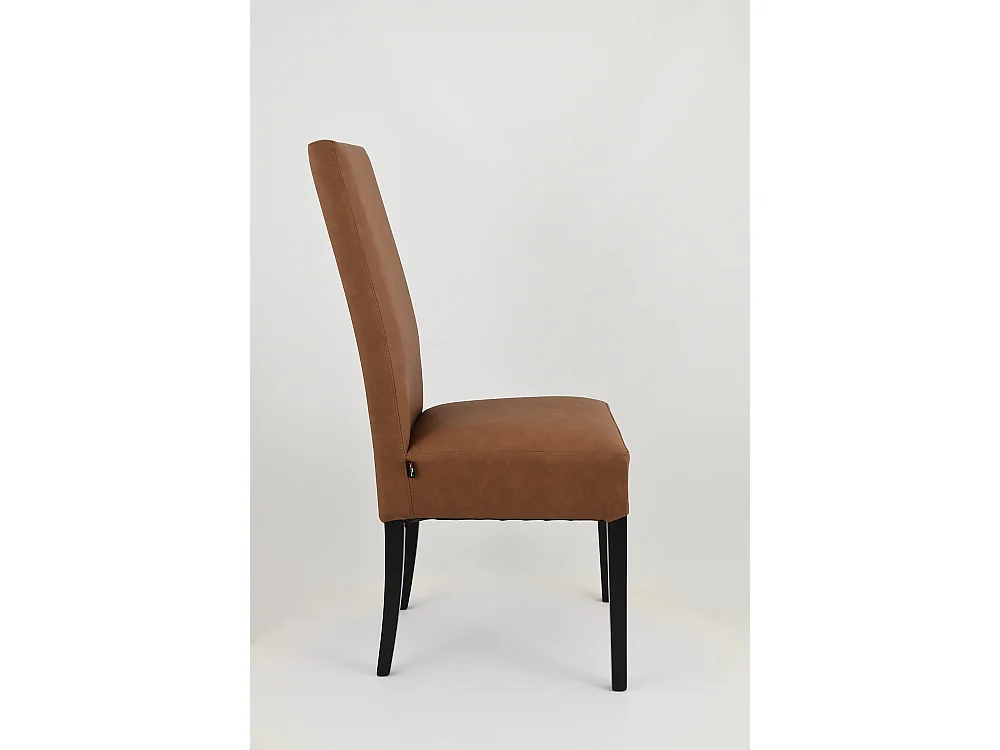 Tommychairs - Set 2 chaises LUISA structure en hêtre couleur wengé, assise et dossier revêtus en cuir artificiel couleur cuir