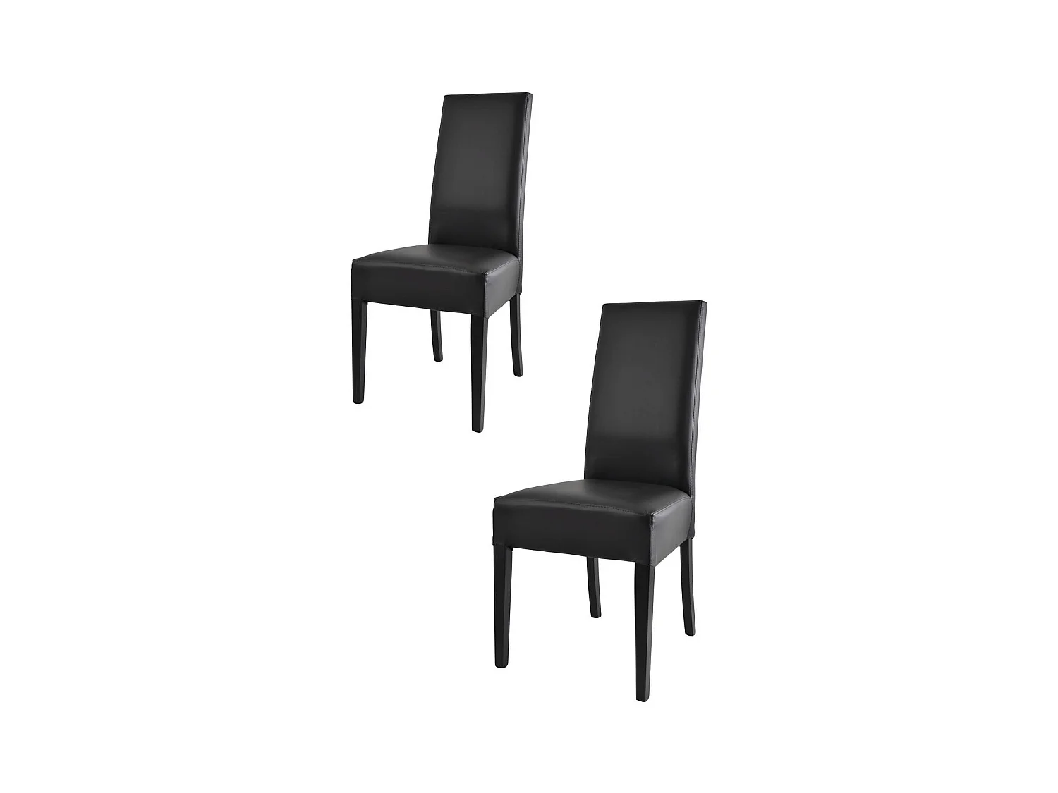 Tommychairs - Set 2 chaises LUISA structure en hêtre, assise et dossier revêtus en cuir artificiel noir
